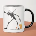 Zweifarbige Keramik Kaffeetasse mit einzigartiger dunkler Kreatur Illustration für das Büro - Stil 9