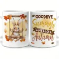 Taza de café de cerámica con conejito de otoño y texto estacional, ideal para la oficina. - 301-400ml / Estilo 10