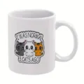 Weißer Keramik Kaffeebecher mit lustigem Katzenmotiv Aufdruck, tolles Bürogeschenk. - Stil 4