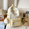 Σακίδιο πλάτης canvas μεγάλης χωρητικότητας Ins style με χαριτωμένο τύπωμα σχολείο - Κίτρινο