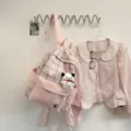 Mochila a cuadros rosa para escuela y uso diario, gran capacidad y lindo diseño de estilo estudiantil. - Con Colgante / Rosa