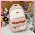Mochila escolar de lona rosa para estudiantes, bolso casual de gran capacidad diario. - Versión Mejorada / Rosa carne