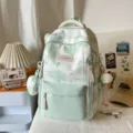 Grüner, großer Wald-Stil Rucksack für Studenten, süßer Druck Schulranzen mit Taschen. - Grün Mit Eiscreme Anhänger