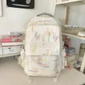Ιαπωνικό στυλ ins λευκό casual σακίδιο πλάτης με πολύχρωμο κέντημα για το σχολείο. - Backpack / Λευκό