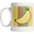 White ceramic coffee mug featuring a retro banana graphic design for office and daily home use. - Style 3
