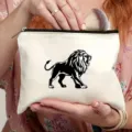Bolsa de maquillaje de lona con estampado de león neceser con cremallera organizador de viaje - 25.5X17CM / Estilo 6