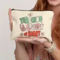 Bolsa de maquillaje con cremallera de lona con frase motivacional, estuche portátil. - 25.5X17CM / Estilo 10