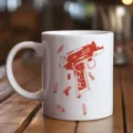 Keramik Kaffeetasse mit coolem Waffen-Druck, weiße Teetasse für Büro und Heimgebrauch. - Militär Gewehr Stil