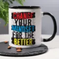 Ceramic coffee mug with motivational quote print, black handle design for office and home use. - 301-400ml / Style 2