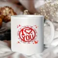 White ceramic coffee mug with red heart I love you print, perfect for office or daily use. - Heart Love Style