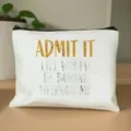 Bolsa de cosmeticos de lona blanca estuche para lapices con impresion de letras detalle - Estilo 7