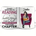 Customizable ceramic coffee mug with book reader design, ideal office drinkware gift. - Style 8