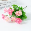 Artificial pink rose bouquet detail, realistic silk flower branch for home decor and floral arrangement. - Pink