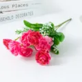 Artificial rose bouquet for home decoration, fake flowers for vase and living room setup. - Red Lotus