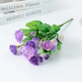 Artificial purple rose bouquet simulation flowers for home decor and living room floral arrangement - Purple