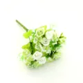Artificial white and green rose bouquet, small simulation flowers for home wedding decor. - White