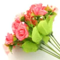 Artificial rose flower bouquet variant, pink artificial floral decoration for home wedding party. - Rose Red