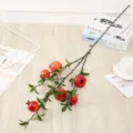 Artificial pomegranate branch, realistic foam fruit spray for home decor, hotel and party styling. - 4-Head Pomegranates - Red