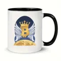 Keramische koffiemok met Bitcoin gevleugelde kroon design, ideaal voor kantoor en dagelijks gebruik. - 301-400ml / Stijl 10