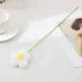Handmade crochet knitted white daisy flower single stem artificial flower home decor detail. - White