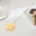 Handmade knitted yellow flower simulation plant single branch home decor wool fake floral ornament. - Light Yellow