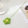 Handmade crochet green flower single stem artificial flower home decor vase ornament - Green