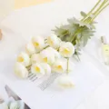 White artificial tea rose flower bouquet for home decoration and photography prop. - White