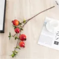 Artificial pomegranate branch for home decor, lifelike fake fruit branch for festival decoration. - 4-Head Pomegranate / Red