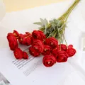 Artificial red tea rose flower bouquet for home decoration, wedding props, and photography. - Red