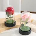 LED glazen koepel geconserveerde roos ornament, perfect romantisch cadeau voor Valentijnsdag. - Kleine Parel - Rood