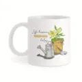 Gros plan détaillé de l'illustration sur le thème du jardinage sur tasse en céramique. - Style 7