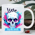 Tasse a cafe en ceramique blanche avec impression de crane cool, ideale pour le bureau. - Style 8