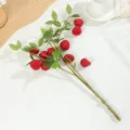 Ramo di finta fragola artificiale glassata per fotografia e bella decorazione casa - Rosso