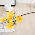 Artificial yellow magnolia flower branch 5-head fake floral home decor photography props - Yellow