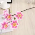 5-Head Artificial Magnolia Flower Branch Fake Silk Floral For Home Wedding Decor - Rose Purple