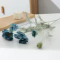 Artificial blue poppy flower detail, flocked stems and realistic petals for home decor display. - Blue