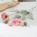 Artificial pink poppy flowers six heads silk floral decor for home photography props aesthetic. - Light Pink