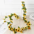 Artificial sunflower vine for home decoration, wedding party, and garden hanging. - Yellow