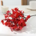 Artificial red flower branch silk fake flowers for home decor wedding party arrangement detail - Red