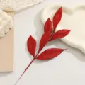 Red glitter artificial leaves branch Christmas tree wreath decoration floral arrangement props - Red