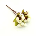 Bouquet di mini rose artificiali fiori finti per decorazione casa matrimonio DIY - Qiuxing / Bianco