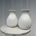 Weißes Kunststoff Blumenvase Set, modernes plissiertes Tischdesign für Wohnkultur und Blumen - Gerippte Ananas-Vase