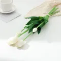 Mini soft rubber PU tulip artificial flower white variant for home decor and model room styling. - Soft Glue Tulip - White