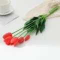 Mini artificial PU tulips bouquet soft rubber fake flowers home living room decoration decor - Soft Glue Tulip - Red
