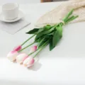 Mini soft PU tulip artificial flower bouquet variant, realistic touch home decor floral. - Soft Glue Tulip - Rose Red