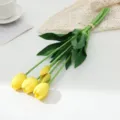 Artificial yellow tulip flowers bouquet soft touch PU floral home room decoration 1pc - Soft Glue Tulip - Yellow