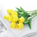 Artificial yellow PU tulip flower bouquet for home decoration and floral arrangements, lifelike. - Mini Tulip - Yellow