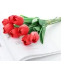 Red PU artificial tulip bouquet simulation flower home decor faux floral arrangement piece - Mini Tulip - Red