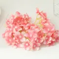 Artificial pink hydrangea flower head detail close up view for DIY crafts and floral arrangements - Peach Pink