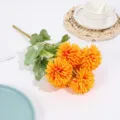 Artificial chrysanthemum flower bundle, orange ball floral bouquet for home decor and props. - Sunset